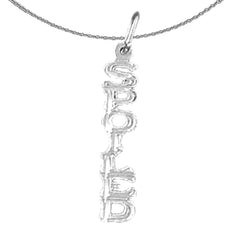 Anhänger mit Spruch aus Sterlingsilber (rhodiniert oder gelbvergoldet)