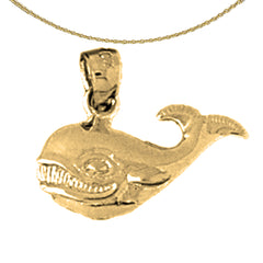Sterling Silver Whale Pendant (Rhodium or Yellow Gold-plated)