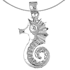 Colgante de caballito de mar de plata de ley (bañado en rodio o oro amarillo)