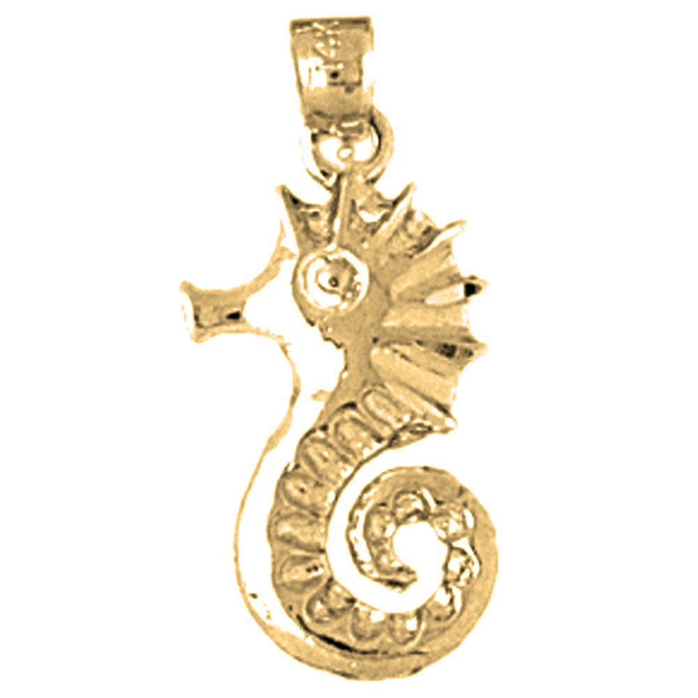 Yellow Gold-plated Silver Seahorse Pendant