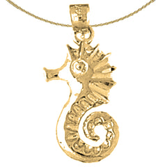 Colgante de caballito de mar de plata de ley (bañado en rodio o oro amarillo)