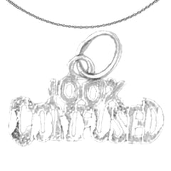 Sterling Silver 100% Confused Saying Pendant (Rhodium or Yellow Gold-plated)