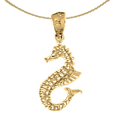 Colgante de caballito de mar de plata de ley (bañado en rodio o oro amarillo)