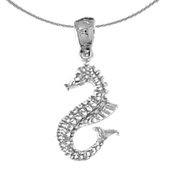 Colgante de caballito de mar de plata de ley (bañado en rodio o oro amarillo)