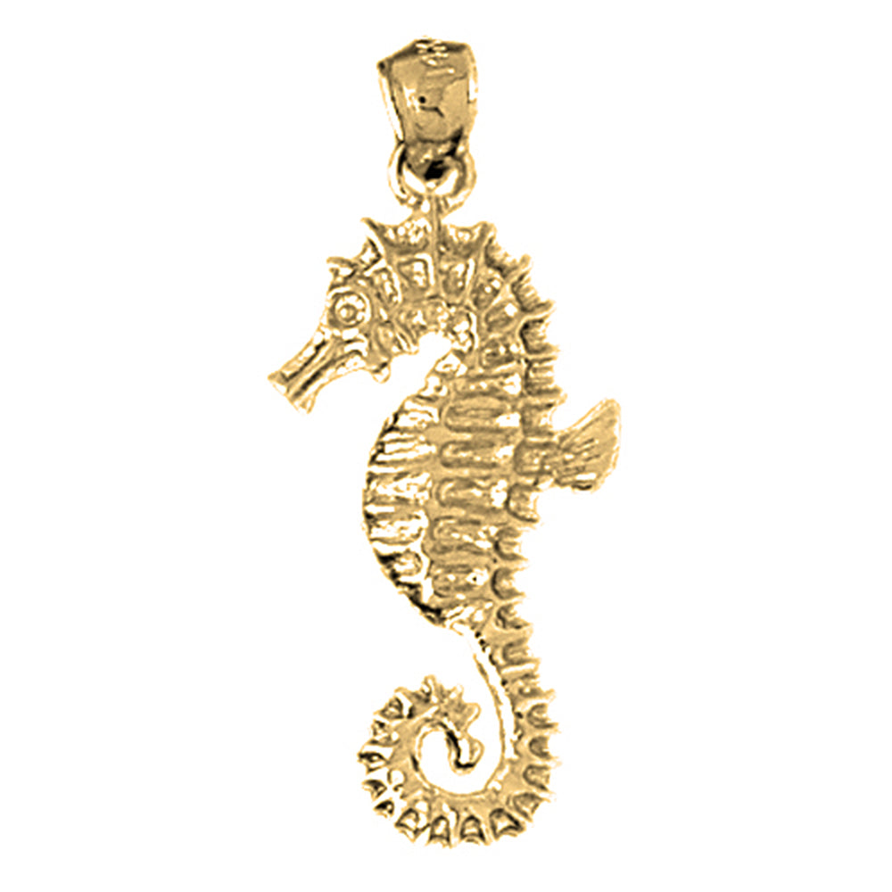 Yellow Gold-plated Silver Seahorse Pendant