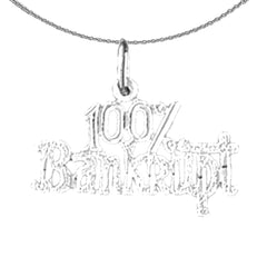 Sterling Silver 100% Bankrupt Saying Pendant (Rhodium or Yellow Gold-plated)