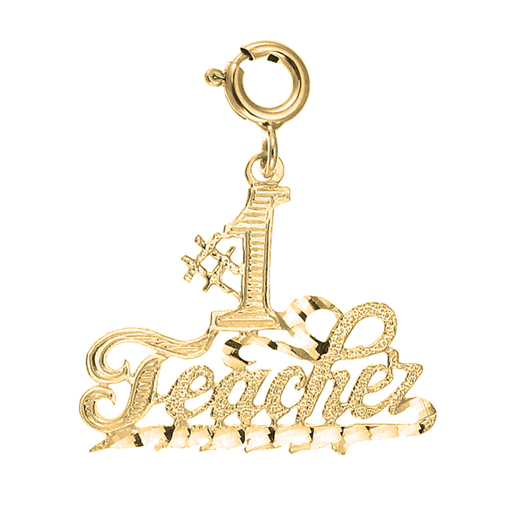 Yellow Gold-plated Silver #1 Teacher Pendant