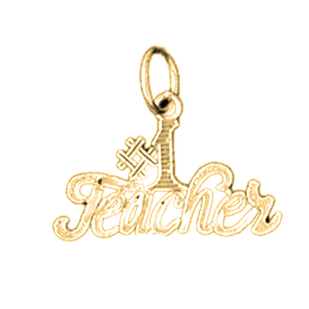 Yellow Gold-plated Silver #1 Teacher Pendant