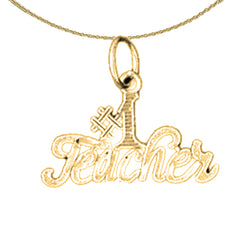 Sterling Silver #1 Teacher Pendant (Rhodium or Yellow Gold-plated)