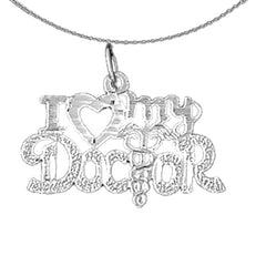 Sterling Silver I Love My Doctor Pendant (Rhodium or Yellow Gold-plated)
