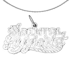 Sterling Silver #1 Dental Hygienist Pendant (Rhodium or Yellow Gold-plated)