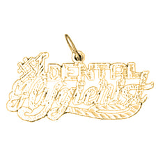 Yellow Gold-plated Silver #1 Dental Hygienist Pendant