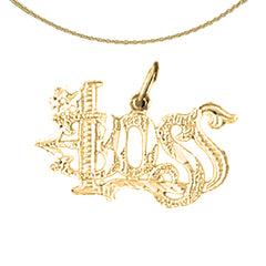 Sterling Silver #1 Boss Pendant (Rhodium or Yellow Gold-plated)