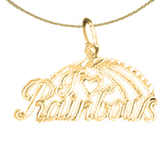 Colgante I Love Rainbows de plata de ley (bañado en rodio o oro amarillo)