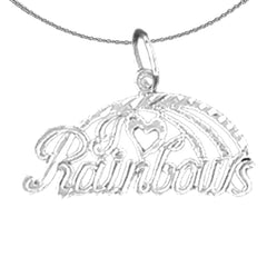 Colgante I Love Rainbows de plata de ley (bañado en rodio o oro amarillo)