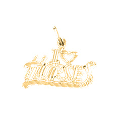 Yellow Gold-plated Silver I Love Horses Pendant