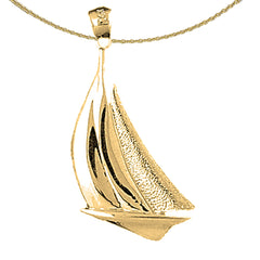 Sterling Silver Sailboat Pendant (Rhodium or Yellow Gold-plated)