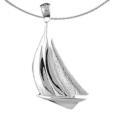 Sterling Silver Sailboat Pendant (Rhodium or Yellow Gold-plated)