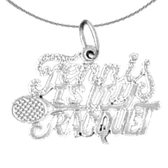 Sterling Silver Tennis Is My Racquet Pendant (Rhodium or Yellow Gold-plated)