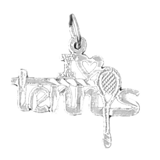 Sterling Silver I Love Tennis Pendant
