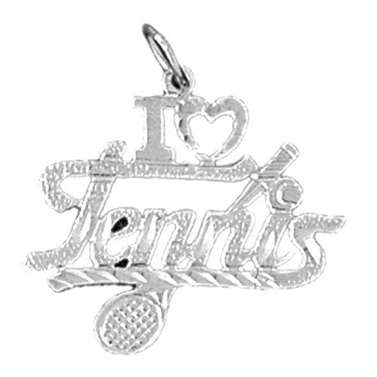 Sterling Silver I Love Tennis Pendant