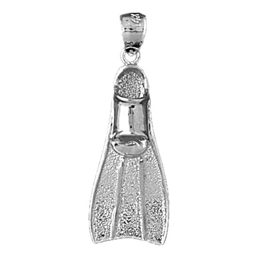 Sterling Silver Scuba Fin 3D Pendant