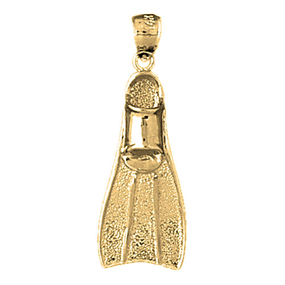 Yellow Gold-plated Silver Scuba Fin 3D Pendant