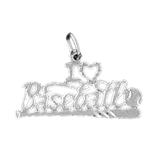 Sterling Silver I Love Baseball Pendant