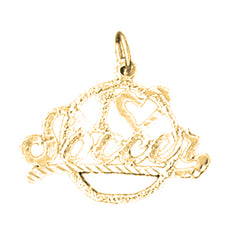 Yellow Gold-plated Silver I Love Soccer Pendant