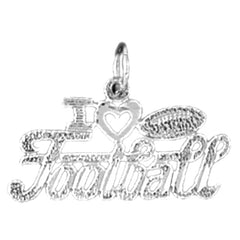 Sterling Silver I Love Football Pendant