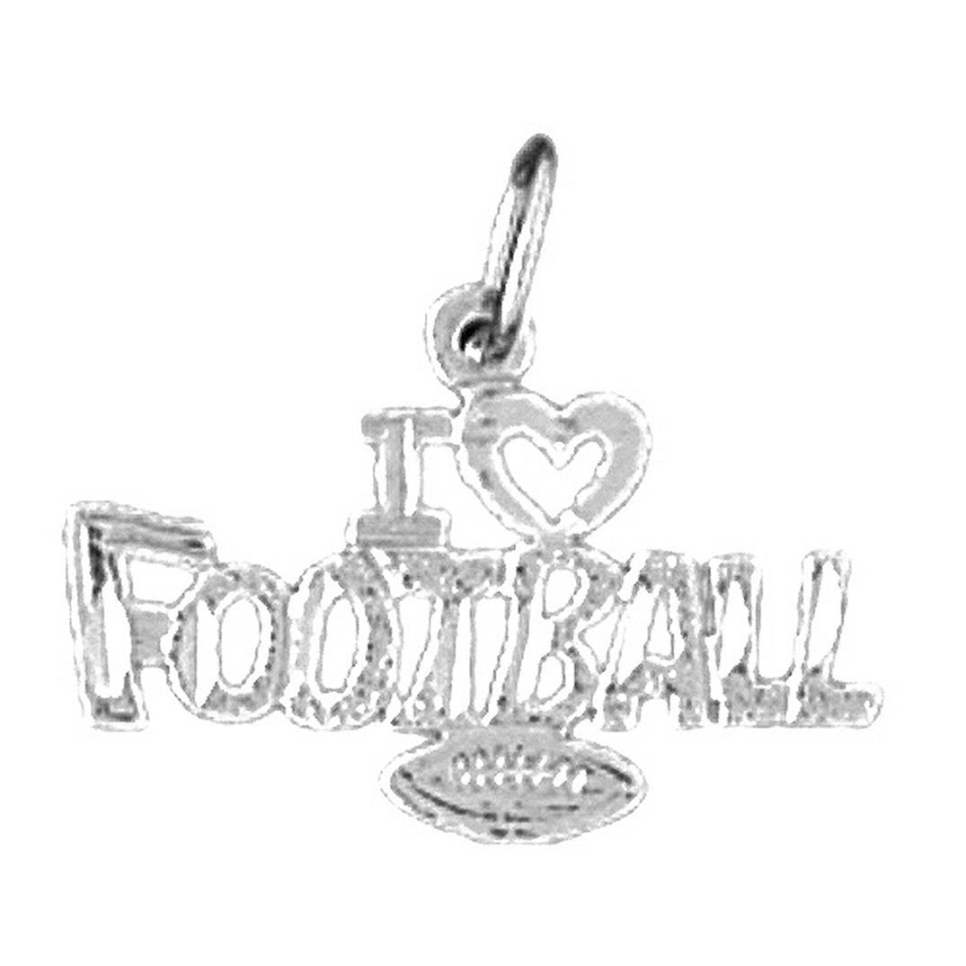 Sterling Silver I Love Football Pendant