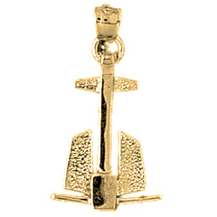 Yellow Gold-plated Silver Anchor 3D Pendant