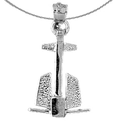 3D-Anhänger „Anker“ aus Sterlingsilber (rhodiniert oder gelbvergoldet)