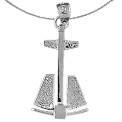 3D-Anhänger „Anker“ aus Sterlingsilber (rhodiniert oder gelbvergoldet)