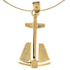 3D-Anhänger „Anker“ aus Sterlingsilber (rhodiniert oder gelbvergoldet)