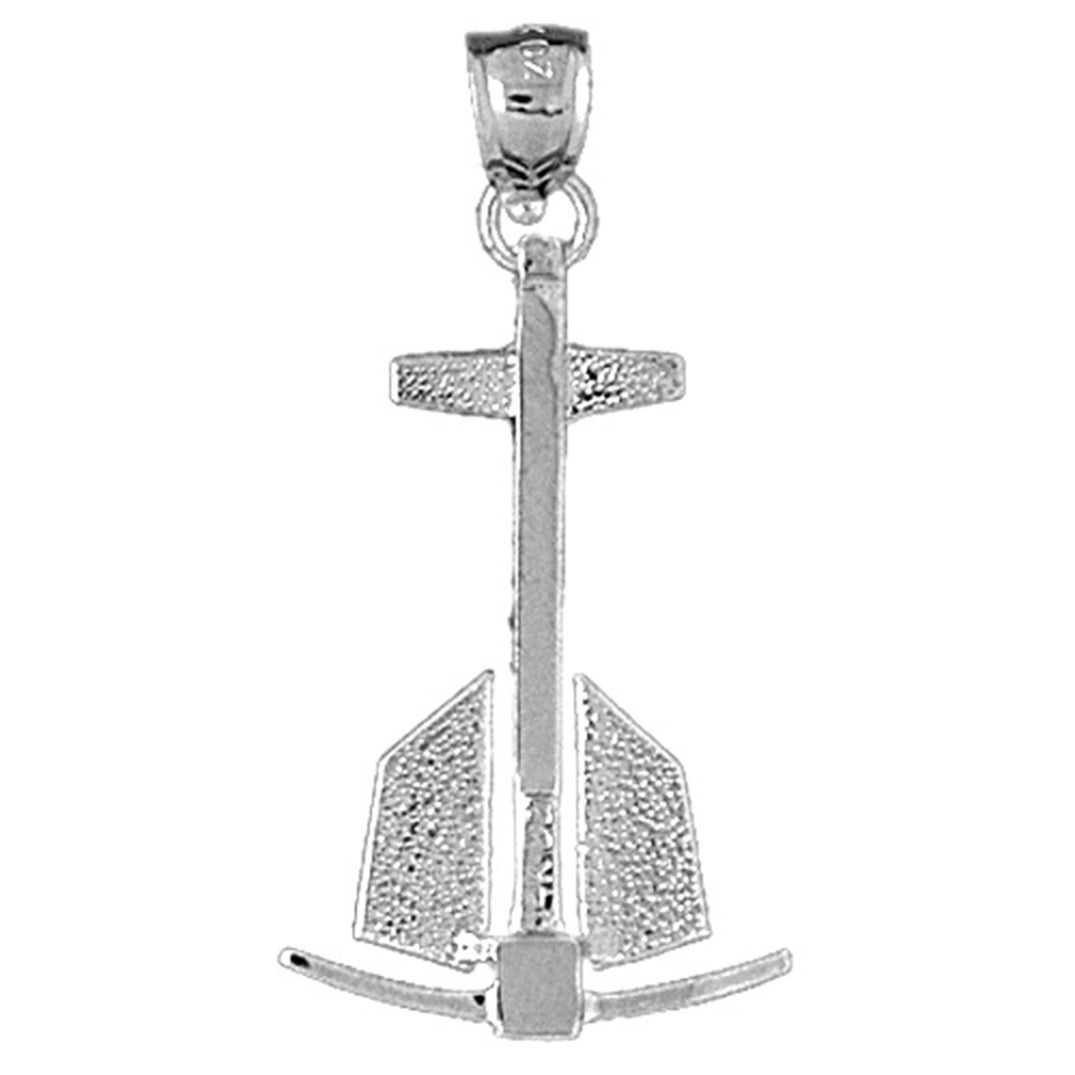Sterling Silver Anchor 3D Pendant