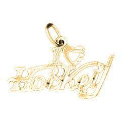 Yellow Gold-plated Silver I Love Hockey Pendant