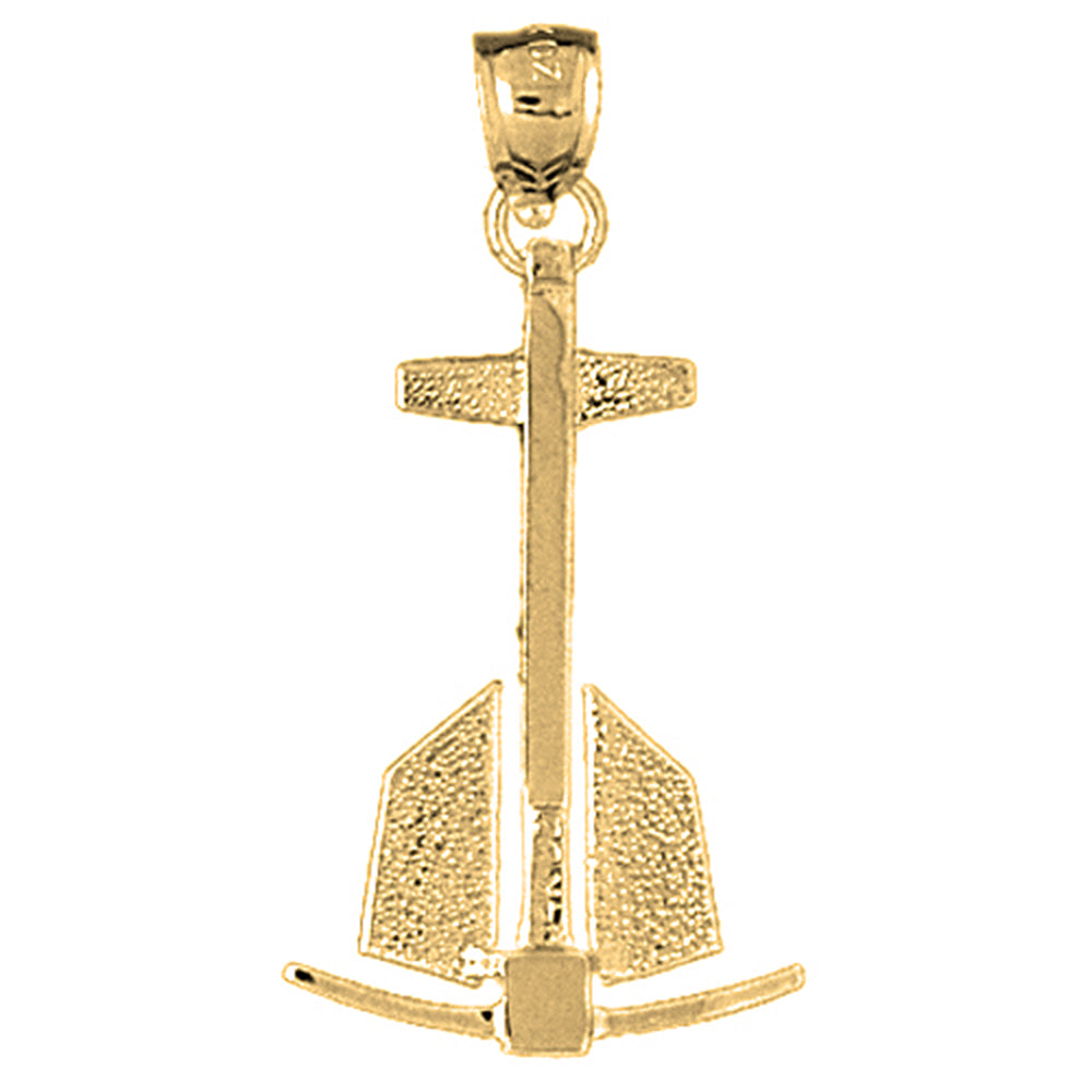Yellow Gold-plated Silver Anchor 3D Pendant