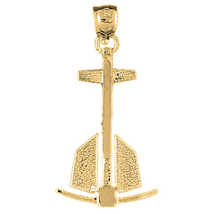 Yellow Gold-plated Silver Anchor 3D Pendant