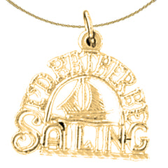 Sterling Silver I'D Rather Sailing Pendant (Rhodium or Yellow Gold-plated)
