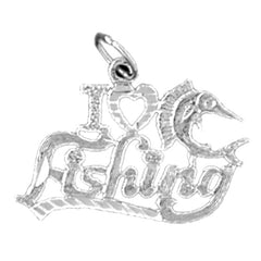 Sterling Silver I Love Fishing Pendant