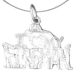 Sterling Silver I Love My Fireman Pendant (Rhodium or Yellow Gold-plated)