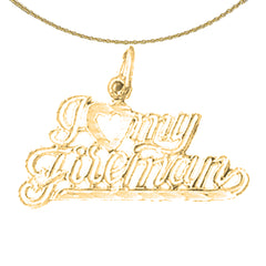 Anhänger „I Love My Fireman“ aus Sterlingsilber (rhodiniert oder gelbvergoldet)