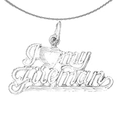 Anhänger „I Love My Fireman“ aus Sterlingsilber (rhodiniert oder gelbvergoldet)