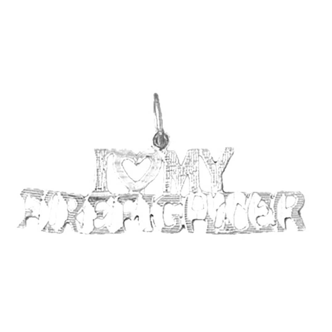 Sterling Silver I Love My Fireman Pendant