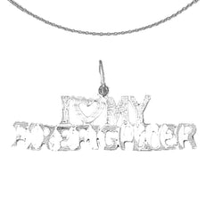 Colgante I Love My Fireman de plata de ley (bañado en rodio o oro amarillo)