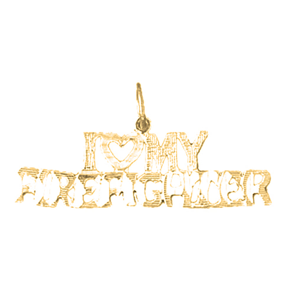 Yellow Gold-plated Silver I Love My Fireman Pendant