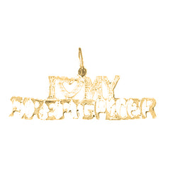 Yellow Gold-plated Silver I Love My Fireman Pendant