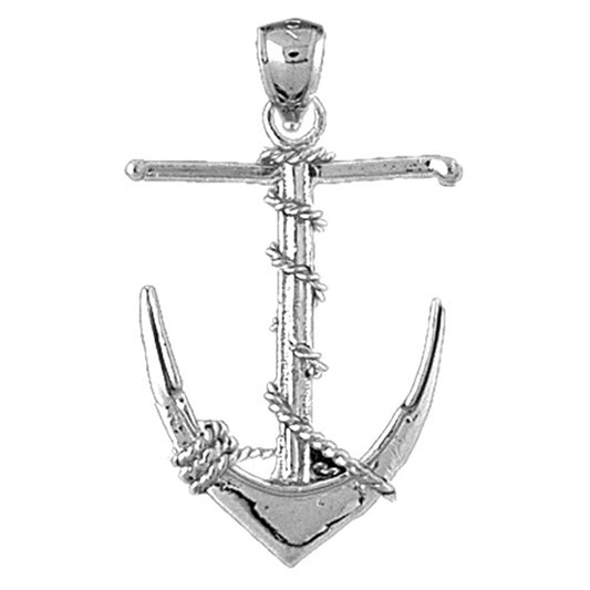 Sterling Silver Anchor 3D Pendant