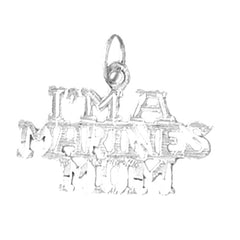Sterling Silver I'M Marines Mom Pendant